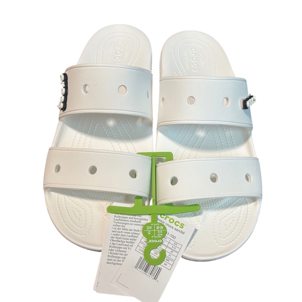 Crocs Classic Sandal White Mens Size 13 Two Strap Slide 206761-100 NWT